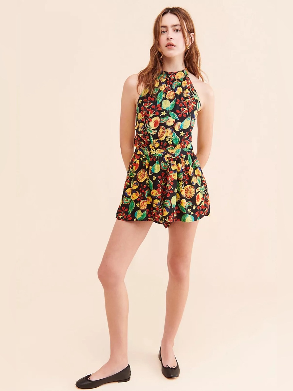 Free People Coral Tides Romper- Fruit Print Halter Romper. Size small - Picture 10 of 10
